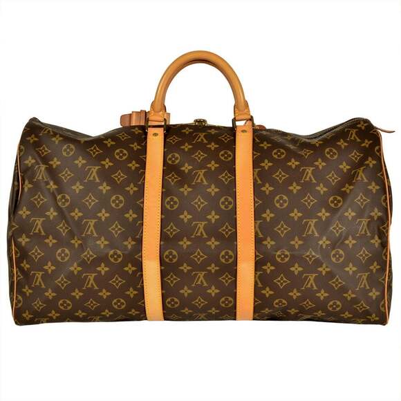 LOUIS VUITTON Authentic Brown Monogram Canvas Keepall 55 Boston Bag - Picture 4 of 11